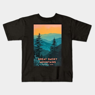 Great Smoky Mountains national park travel poster Kids T-Shirt